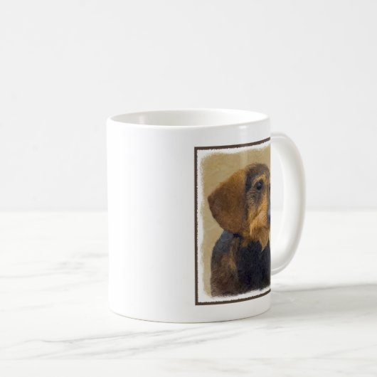 Dackel (Drahthaar) Malerei Original Dog Art Kaffeetasse (VorderseiteRechts)