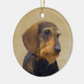 Dackel (Drahthaar) Malerei Original Dog Art Keramikornament (Links)