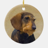 Dackel (Drahthaar) Malerei Original Dog Art Keramikornament (Hinten)