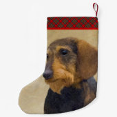 Dackel (Drahthaar) Malerei Original Dog Art Kleiner Weihnachtsstrumpf (Rückseite)