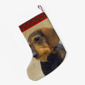 Dackel (Drahthaar) Malerei Original Dog Art Kleiner Weihnachtsstrumpf (Rückseite (Hängend))