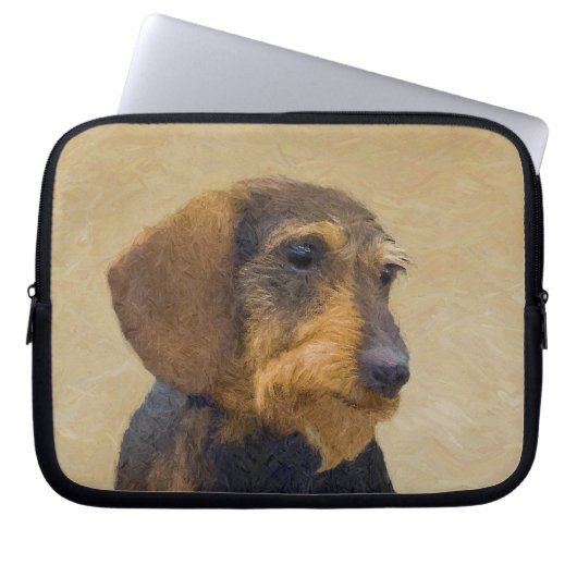 Dackel (Drahthaar) Malerei Original Dog Art Laptopschutzhülle (Vorderseite)