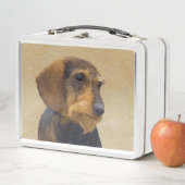 Dackel (Drahthaar) Malerei Original Dog Art Metall Brotdose (Beispiel)