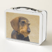 Dackel (Drahthaar) Malerei Original Dog Art Metall Brotdose (Rückseite)