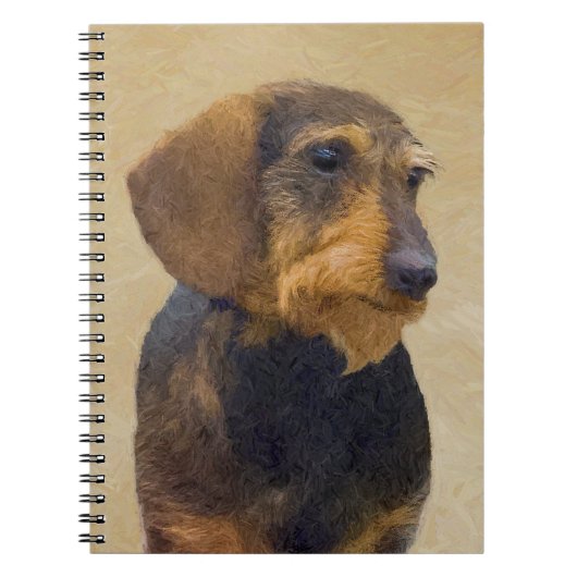 Dackel (Drahthaar) Malerei Original Dog Art Notizblock (Vorderseite)