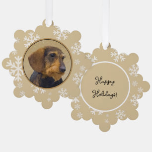 Dackel (Drahthaar) Malerei Original Dog Art Ornament Karte