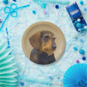 Dackel (Drahthaar) Malerei Original Dog Art Pappteller (Party)