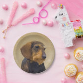 Dackel (Drahthaar) Malerei Original Dog Art Pappteller (Party)