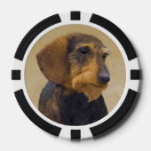 Dackel (Drahthaar) Malerei Original Dog Art Pokerchips (Vorderseite)