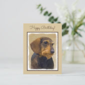 Dackel (Drahthaar) Malerei Original Dog Art Postkarte (Stehend Vorderseite)