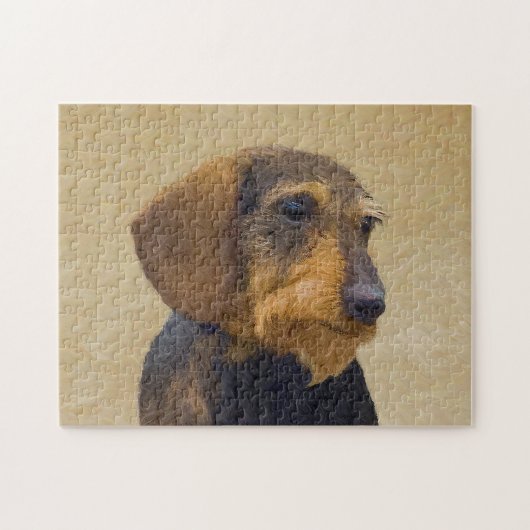 Dackel (Drahthaar) Malerei Original Dog Art Puzzle (Horizontal)