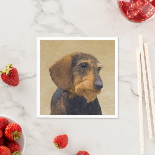 Dackel (Drahthaar) Malerei Original Dog Art Serviette (Beispiel)