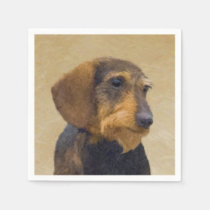 Dackel (Drahthaar) Malerei Original Dog Art Serviette