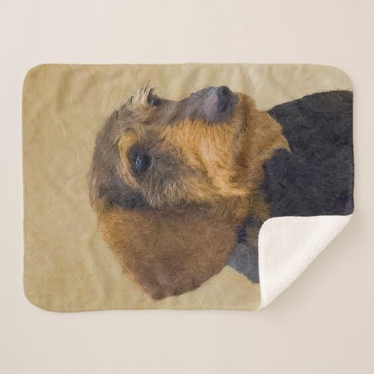 Dackel (Drahthaar) Malerei Original Dog Art Sherpadecke (Vorderseite (Horizontal))