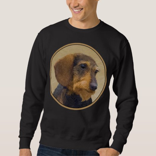 Dackel (Drahthaar) Malerei Original Dog Art Sweatshirt (Vorderseite)