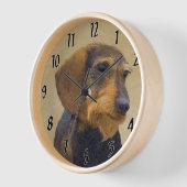 Dackel (Drahthaar) Malerei Original Dog Art Uhr (Winkel)