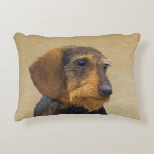Dackel (Drahthaar) Malerei Original Dog Art Zierkissen
