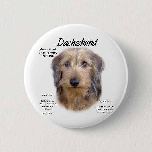 Dackel (Drahthaarterrier) Historisches Design Button (Vorderseite)