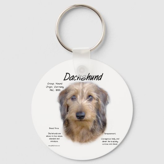 Dackel (Drahthaarterrier) Historisches Design Schlüsselanhänger (Vorderseite)