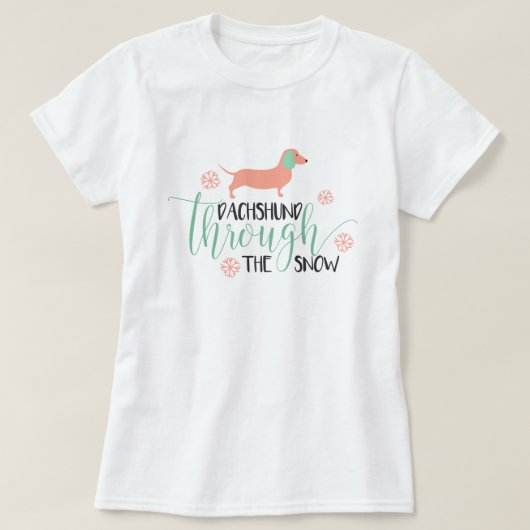 Dackel durch das Schnee-Weihnachten T-Shirt (Design vorne)