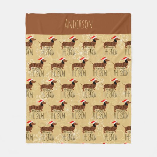 Dackel durch das Schneeflotternacht Fleecedecke (Vorderseite)