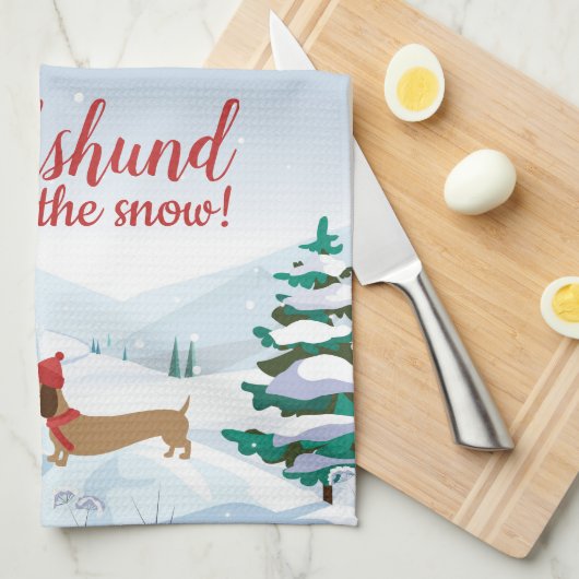 Dackel durch das Schneehandtuch Geschirrtuch (Viertel Falte)