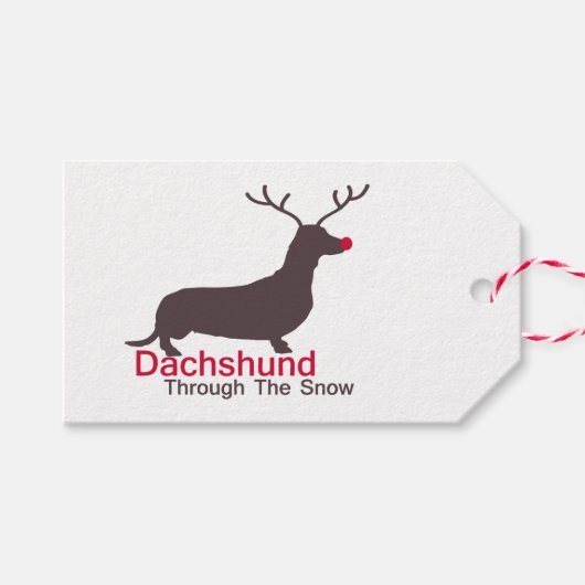 Dackel durch den Schnee Geschenkanhänger (Vorderseite (Horizontal))