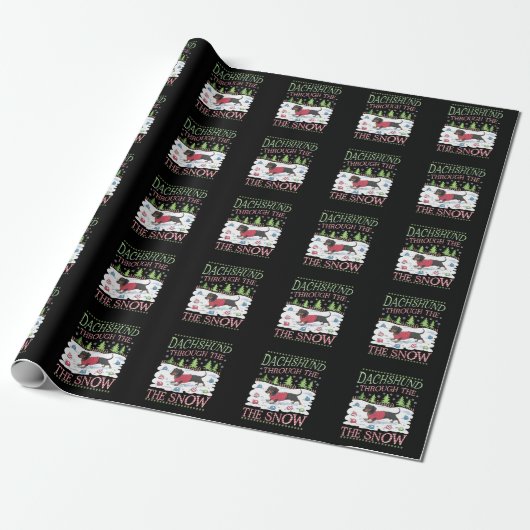 Dackel durch den Schnee Geschenkpapier (Ungerollt)