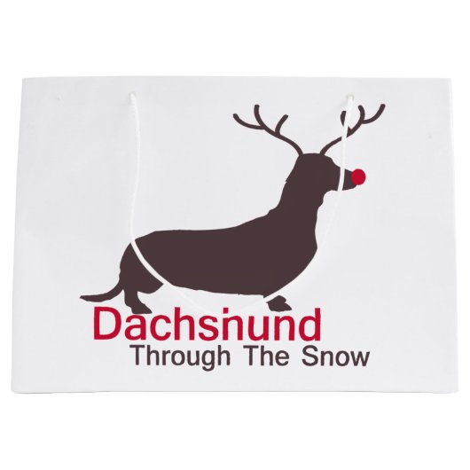 Dackel durch den Schnee Große Geschenktüte (Vorderseite)