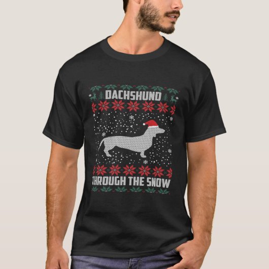 Dackel durch den Schnee hässlich T-Shirt (Vorderseite)