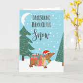 Dackel durch den Schnee Karte (Gelbe Blume)