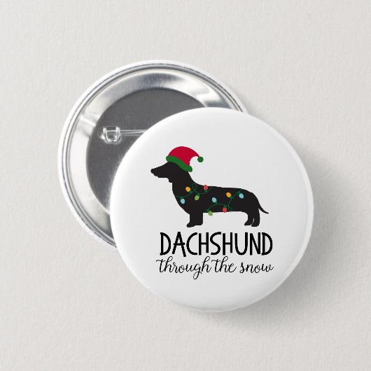 Dackel durch den Schnee-Knopf, Weihnachten Button (Vorne & Hinten)
