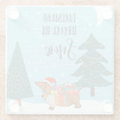 Dackel durch den Schnee lustiger Hundefreund Glasuntersetzer (Rückseite)