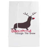 Dackel durch den Schnee Mittlere Geschenktüte (Rückseite)