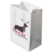 Dackel durch den Schnee Mittlere Geschenktüte (Rückseite Schrägansicht)