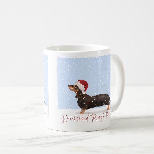 DACKEL DURCH DEN SCHNEE Niedliche Weihnachten Kaffeetasse (VorderseiteRechts)
