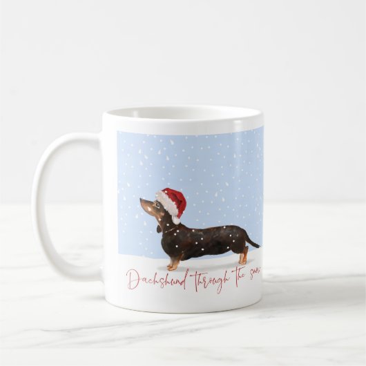 DACKEL DURCH DEN SCHNEE Niedliche Weihnachten Kaffeetasse (Links)