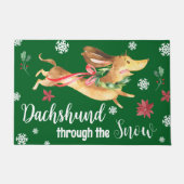 Dackel durch den Schnee Niedlichen Hund Weihnachte Fußmatte (Vorderseite)
