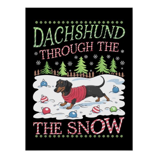 Dackel durch den Schnee Poster (Vorderseite)
