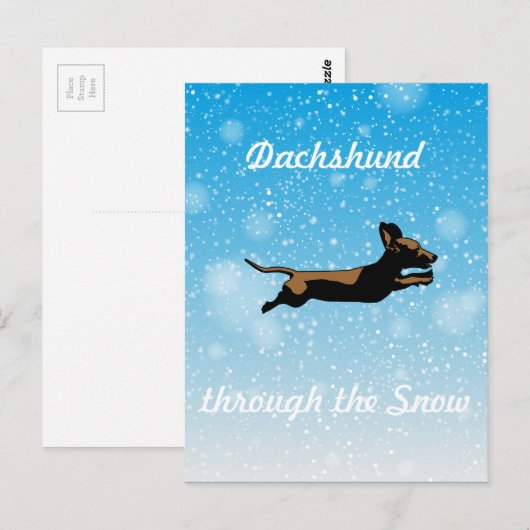 Dackel durch den Schnee Postkarte (Vorne/Hinten)