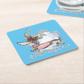 Dackel durch den Schnee Rechteckiger Pappuntersetzer (angewinkelt)