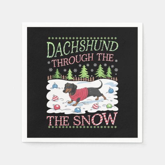 Dackel durch den Schnee Serviette (Vorderseite)