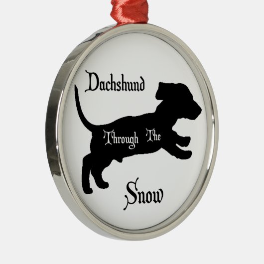 Dackel durch den Schnee Silbernes Ornament (Rechts)