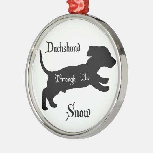 Dackel durch den Schnee Silbernes Ornament (Links)