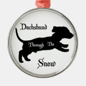 Dackel durch den Schnee Silbernes Ornament (Vorne)