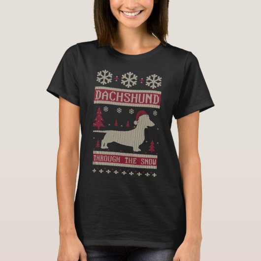 Dackel durch den Schnee T-Shirt (Vorderseite)
