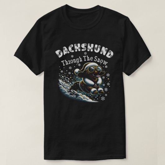 Dackel durch den Schnee T-Shirt (Design vorne)