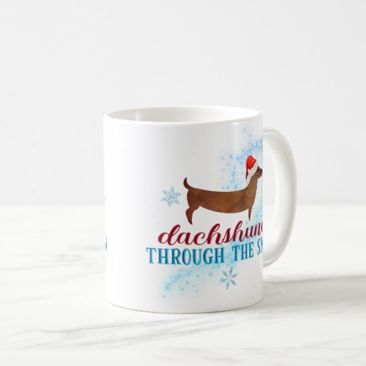 Dackel durch den Schnee Weihnachten Weihnachten Kaffeetasse (VorderseiteRechts)