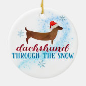 Dackel durch den Schnee Weihnachten Weihnachten Keramik Ornament (Hinten)