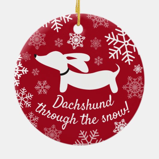 Dackel durch den Schnee Weihnachtsbaum Keramik Ornament (Hinten)